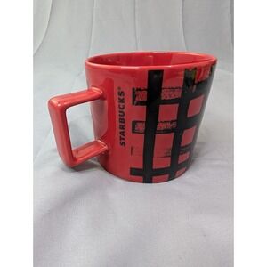 2016 Starbucks Red & Black Plaid/Gingham Water Color Print -‎ 14 oz Coffee Mug
